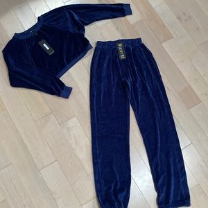 Suzie Kondi soft cotton velour navy track suit raglan top & pants